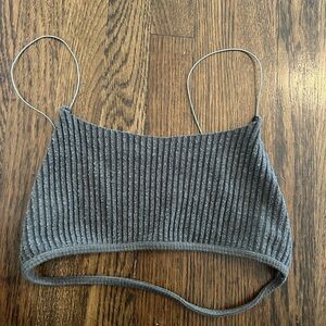 Joah Brown Gray Ribbed Crop Top